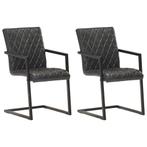 vidaXL Chaises à manger cantilever lot de 2 noir cuir, Maison & Meubles, Chaises, Verzenden, Neuf