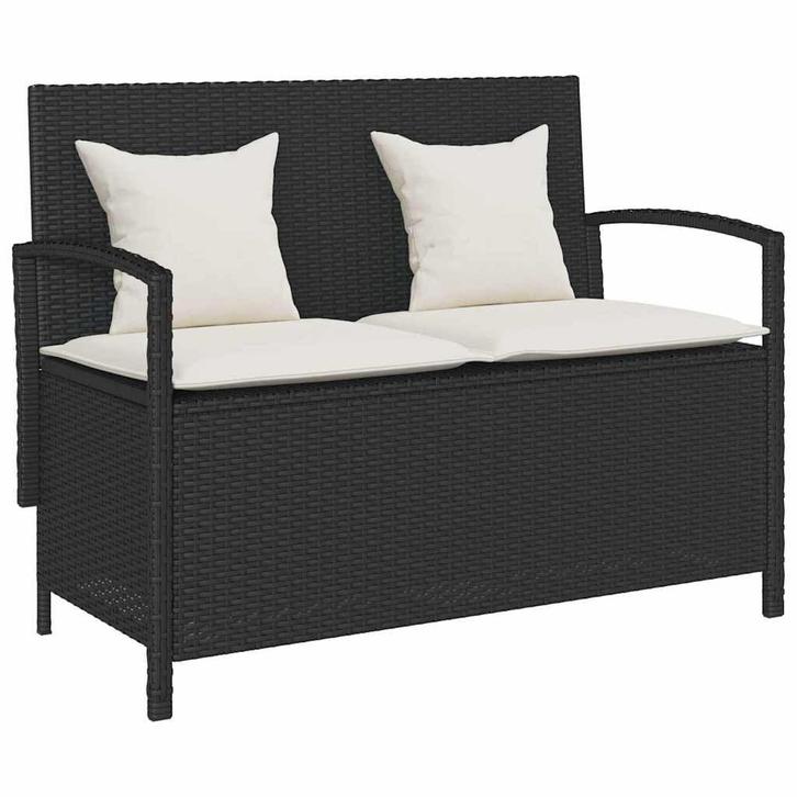 Tuinbank zwart met kussen | Retour Deal | -51%, Tuin en Terras, Tuinbanken, Nieuw, Rotan, Verzenden