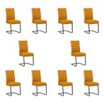 Set van 10 Leren eetkamerstoelen Remix - Toledo Leem, Ophalen of Verzenden, Nieuw, Leer, Eén