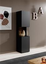 Meubella | vitrinekast mat zwart 36x29x138 met verlichting, Huis en Inrichting, Kasten | Vitrinekasten, Minder dan 50 cm, Verzenden