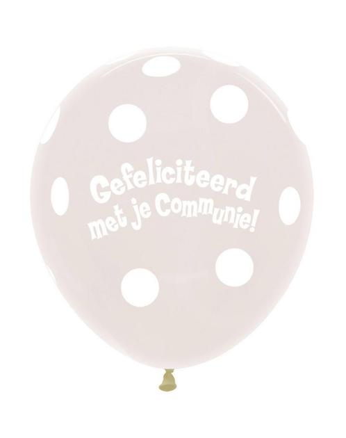 Ballonnen Communie Polka Dots Clear 45cm 25st, Hobby en Vrije tijd, Feestartikelen, Nieuw, Verzenden