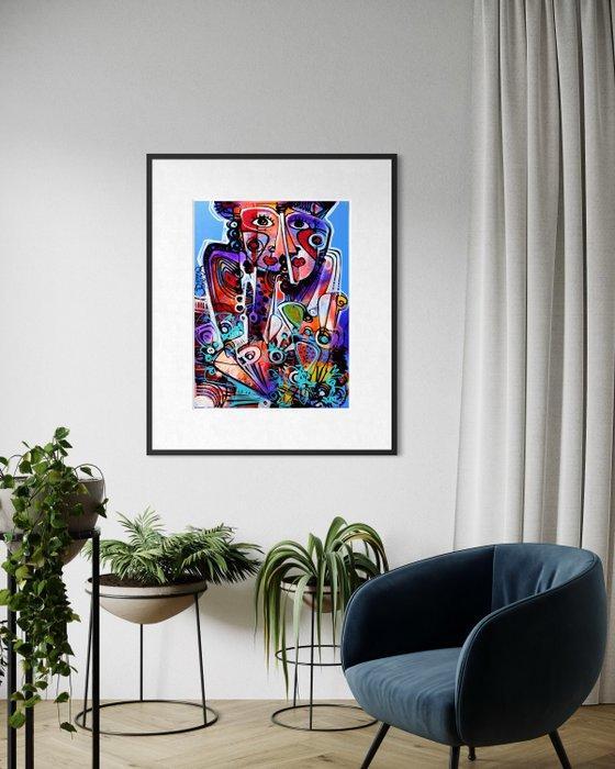 Simeon Gonzales - Tu y Yo Recogiendo Flores (NO RESERVE, Antiek en Kunst, Kunst | Schilderijen | Modern