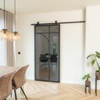 Stalen Schuifdeur - Zwart - 5 Vlaks rond - Rook glas, Doe-het-zelf en Bouw, Raamkozijnen en Schuifdeuren, 75 tot 150 cm, Nieuw