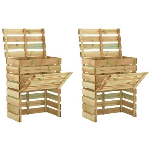 vidaXL Tuincompostbakken 2 st 80x50x100 cm geïmpregneerd, Tuin en Terras, Overige Tuin en Terras, Nieuw, Verzenden