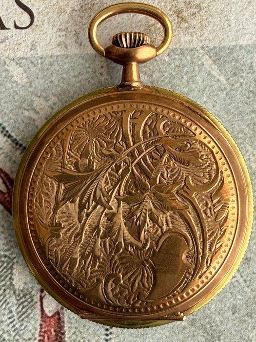 Antique Pocket Watch - Swiss Guilloché Dial – Engraved Case, Handtassen en Accessoires, Horloges | Heren