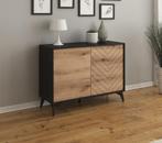 Dressoir eiken zwart 104x39x77 lades, Huis en Inrichting, Verzenden, Nieuw, 25 tot 50 cm, 100 tot 150 cm
