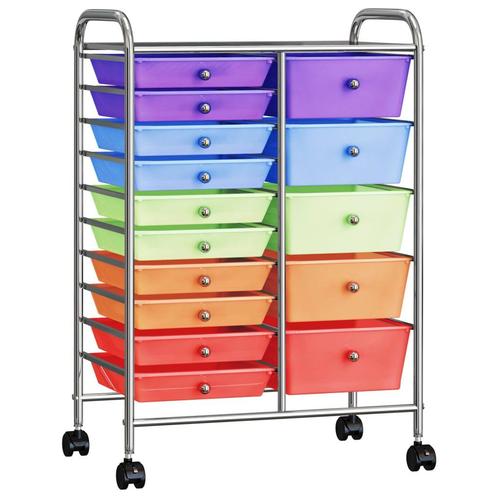 vidaXL Opbergtrolley met 15 lades mobiel XXL kunststof, Doe-het-zelf en Bouw, Gereedschap | Handgereedschap, Nieuw, Verzenden