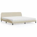 vidaXL Bed met matras Dover stof crèmekleurig 200x200 cm, Huis en Inrichting, Verzenden, Nieuw