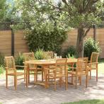 vidaXL Tuin Eettafel Set 7 pcs Bruin Massief Teakhout, Tuin en Terras, Tuintafels, Verzenden, Nieuw