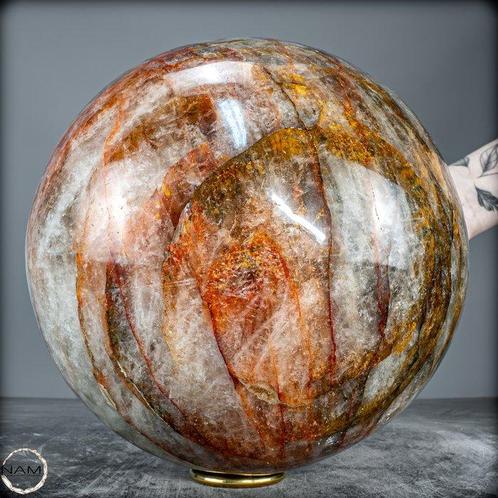 Natuurlijke zeer grote vuur- en geneeskvartzbal Uit, Verzamelen, Mineralen en Fossielen