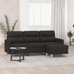 vidaXL Driezitsbank met voetenbank 180 cm stof zwart, Huis en Inrichting, Verzenden, Nieuw