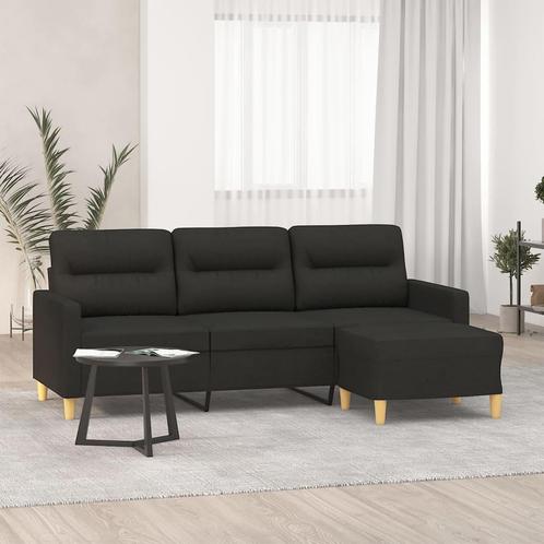vidaXL Driezitsbank met voetenbank 180 cm stof zwart, Huis en Inrichting, Zetels | Zetels, Nieuw, Verzenden
