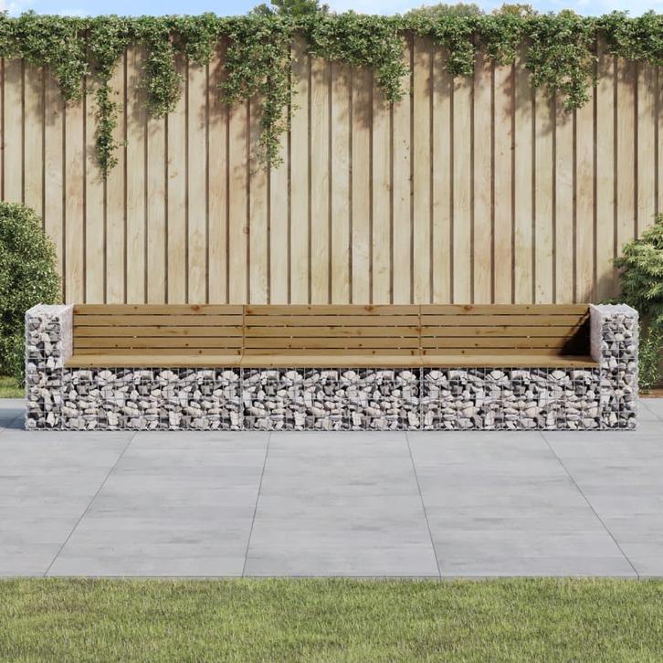 vidaXL Tuinbank schanskorfontwerp 347x71x65,5 cm, Tuin en Terras, Tuinsets en Loungesets, Nieuw, Verzenden