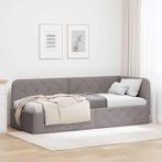vidaXL Hoek Bed Frame met hoofdeinde Taupe 80 x 200 cm Stof, Huis en Inrichting, Slaapkamer | Bedden, Verzenden, Nieuw