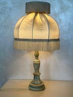 Vintage Tischlampe aus Onyx mit Stoffschirm und Fransen -, Antiek en Kunst