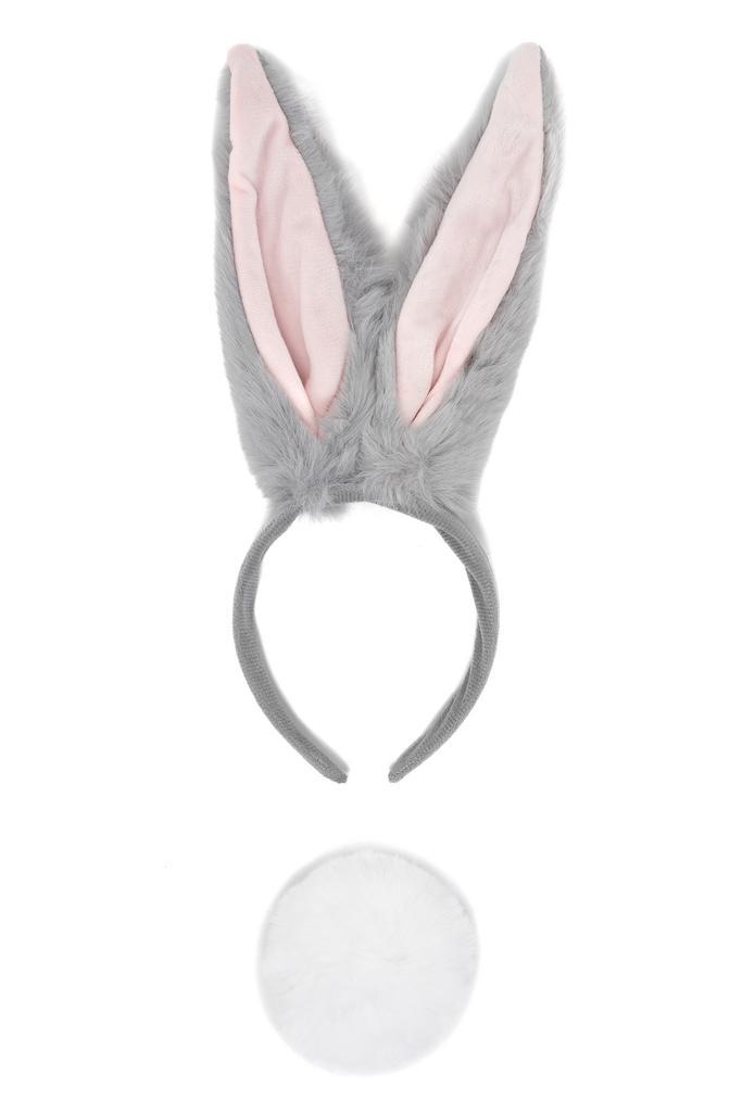 Haarband Konijn Lange Oren Grijs met Staart Diadeem Konijnen, Kleding | Dames, Carnavalskleding en Feestkleding, Nieuw, Ophalen of Verzenden
