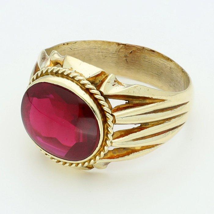 Ring - 14 karaat Geel goud - Robijn, Bijoux, Sacs & Beauté, Bagues