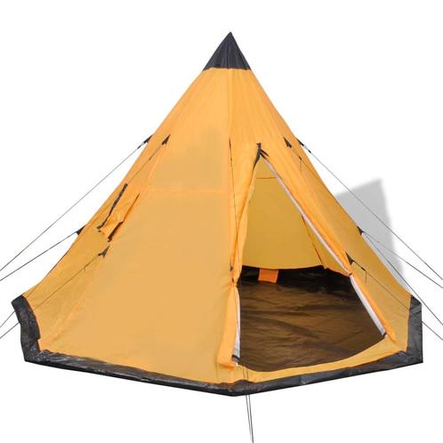 vidaXL Tente pour 4 personnes Jaune, Caravanes & Camping, Tentes, Neuf, Envoi