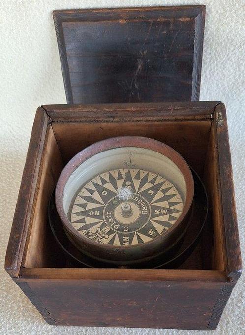 Kompas - Messing, hout - C. Plath - Scheepskompas, Antiek en Kunst, Curiosa en Brocante