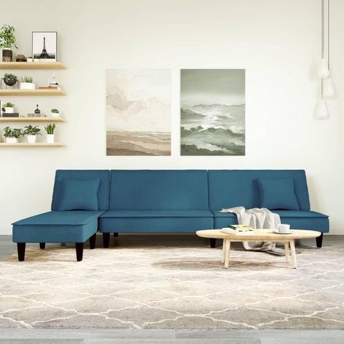 vidaXL Slaapbank L-vormig 255x140x70 cm fluweel blauw, Maison & Meubles, Canapés | Salons, Envoi