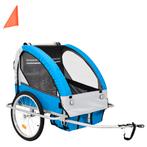 vidaXL Kinderfietskar en wandelwagen 2-in-1 blauw en grijs