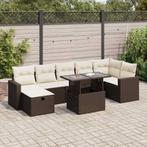 vidaXL 8-delige Loungeset met kussens poly rattan bruin, Tuin en Terras, Verzenden, Nieuw, Loungeset