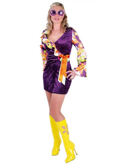 Hippie flower power outfit voor dames, Hobby en Vrije tijd, Feestartikelen, Ophalen of Verzenden