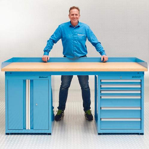 Datona Werkbank PRO bamboe - 6 lades - opbergkast - 200 cm, Doe-het-zelf en Bouw, Werkbanken, Ophalen of Verzenden