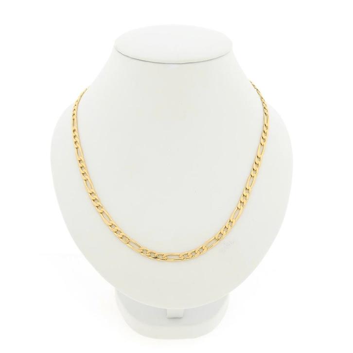 Gouden Figaro schakel ketting | 52 cm (heren ketting), Handtassen en Accessoires, Kettingen, Overige kleuren, Gebruikt, Goud, Ophalen of Verzenden