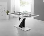 Eetkamertafel - Wit Zwart - Uitschuifbare eettafel 160x80x75, Huis en Inrichting, 50 tot 100 cm, Nieuw, Verzenden