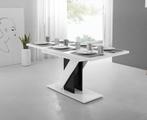 Eetkamertafel - Wit Zwart - Uitschuifbare eettafel 160x80x75, Huis en Inrichting, Tafels | Eettafels, Verzenden, Nieuw, 50 tot 100 cm