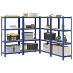vidaXL Opbergrekken 4-laags 4 st staal & bewerkt hout blauw, Verzenden, Nieuw