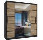 Kledingkast zwart licht eiken 158 cm breed met spiegel en..., Huis en Inrichting, Kasten | Kleerkasten, Met lade(s), 150 tot 200 cm