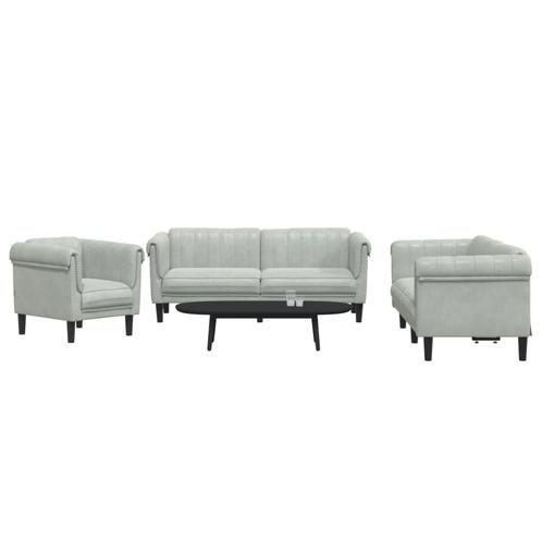 vidaXL 3-delige Loungeset fluweel lichtgrijs, Huis en Inrichting, Zetels | Zetels, Nieuw, Verzenden