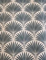 Tessuto Art Dèco, blauw duifje - 300x280cm - Witte