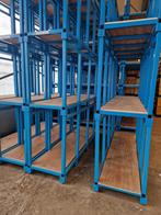 Stapelrek 253x72x75cm met multiplex plaat blauw gebruikt, Zakelijke goederen, Ophalen of Verzenden
