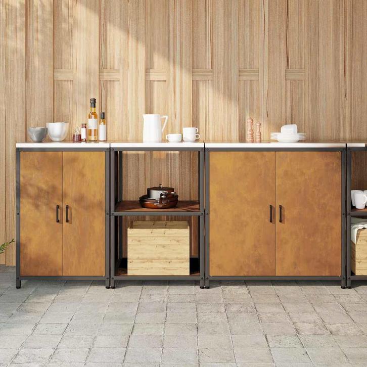 vidaXL Keukenopbergsysteem 3 pcs Roestig 210 x 50 x 92 cm, Huis en Inrichting, Kasten | Overige, Nieuw, Verzenden
