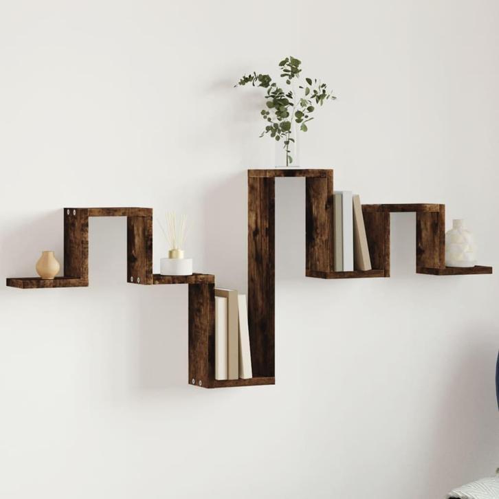 vidaXL Wandschap 104,5x10x43 cm bewerkt hout gerookt, Huis en Inrichting, Kasten | Wandmeubels, Nieuw, Verzenden