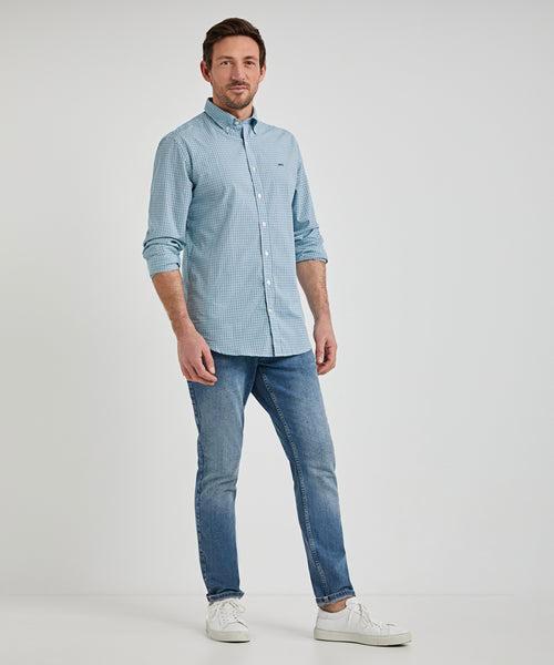 2dekans | McGregor Overhemd Kleine Ruit - Aqua - Maat L, Vêtements | Hommes, Chemises, Enlèvement ou Envoi