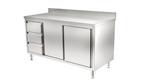 RVS Werkbank, Werktafel met schuifdeur en lade, met of