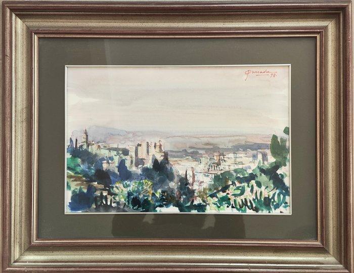 Julio Quesada Gilabert (1918-2009) - Vista de la ciudad, Antiek en Kunst, Kunst | Schilderijen | Klassiek