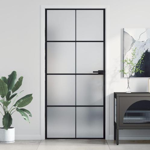 vidaXL Binnendeur smal 93x201,5 cm gehard glas en aluminium, Doe-het-zelf en Bouw, Deuren en Vliegenramen, Nieuw, Verzenden