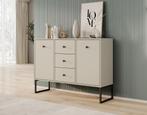 Meubella Dressoir beige 115 cm - Kast 3 lades 2 deuren, Huis en Inrichting, Verzenden, Nieuw, 25 tot 50 cm, 100 tot 150 cm