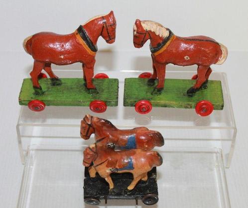Unknown Manufacturer - Speelgoed Folk Art - 4 x Painted, Antiek en Kunst, Antiek | Speelgoed