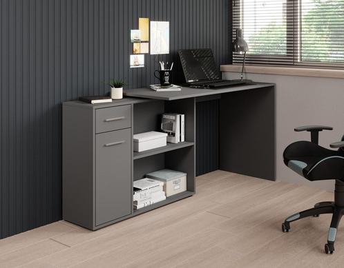 Meubella bureau Nomi grijs 120 cm hoekbureau, Huis en Inrichting, Bureaus, Nieuw, Verzenden