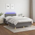 vidaXL Boxspring met matras en LED stof donkergrijs 120x200, Verzenden, Nieuw