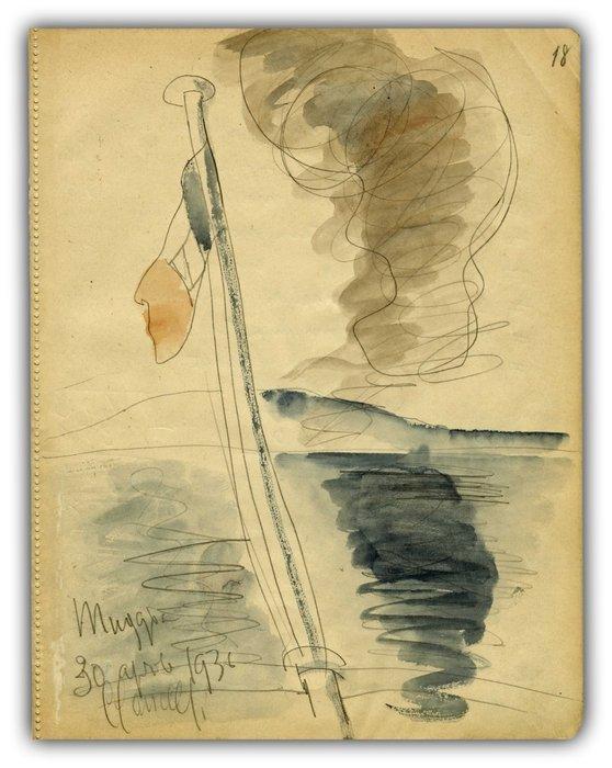 Anselmo Bucci (1887-1955) - Il Tricolore sul mare di Muggia, Antiek en Kunst, Kunst | Schilderijen | Klassiek