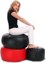 Klassieke kleine poef - kunstleer - zwart - 47cm x 24cm, Huis en Inrichting, Zetels | Voetbanken en poefs, Ophalen of Verzenden