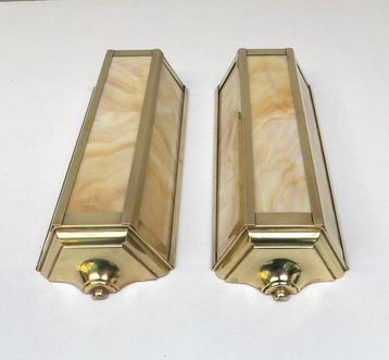 Wandlamp (2) - Opaline glas - Twee Art Deco stijl wandlampen, Antiek en Kunst