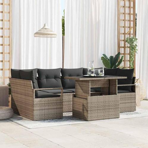vidaXL Tuinbank Set met kussen 7 pcs Grijs 100 x 55 x 73 cm, Tuin en Terras, Tuinsets en Loungesets, Nieuw, Verzenden